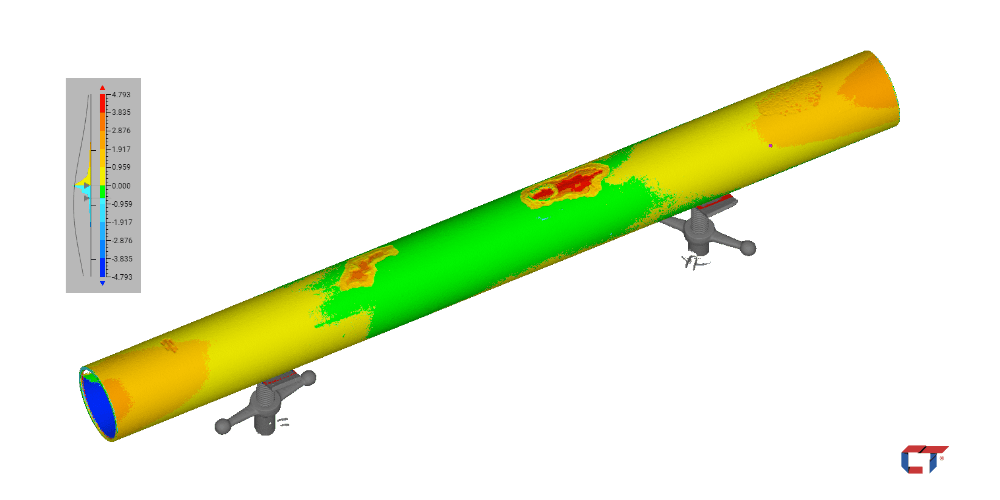 Mesh overlaid on CAD model for inspection (FAI)