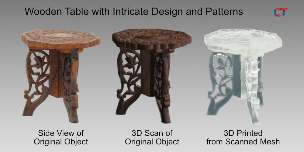 Wooden Table digitized for 3D Printing, Front View