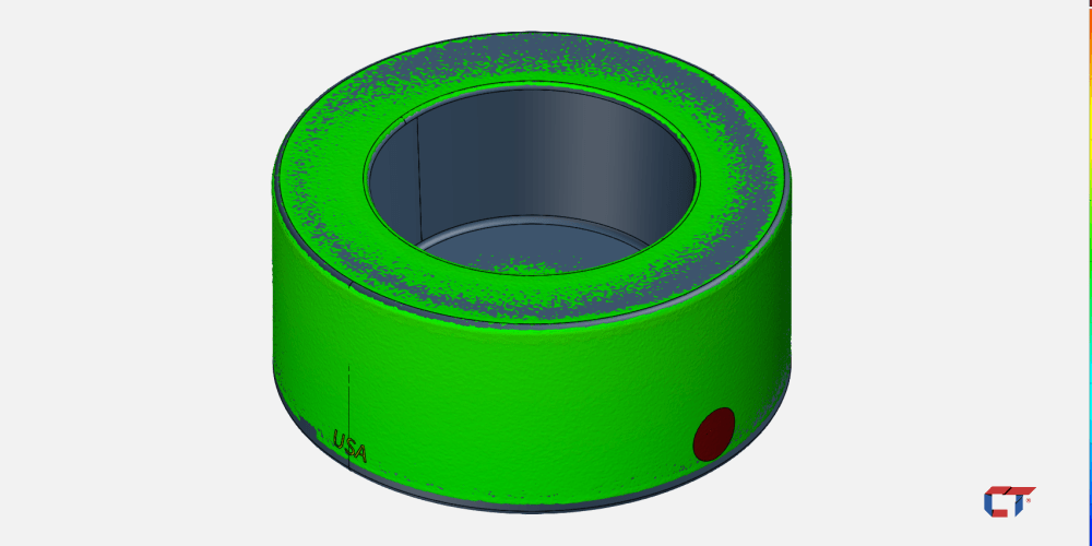 Mesh overlaid on CAD model for inspection (FAI)