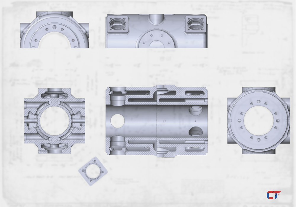 3D model overlaid on drawing